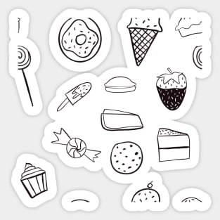 Sweet treats pattern black and white Sticker